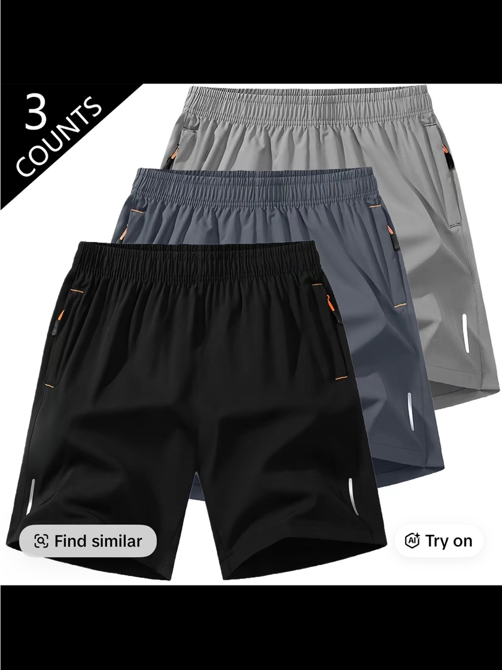 Boy’s Athletic Quick-Dry Shorts - Black, Charcoal, Light Gray (3-Pack)